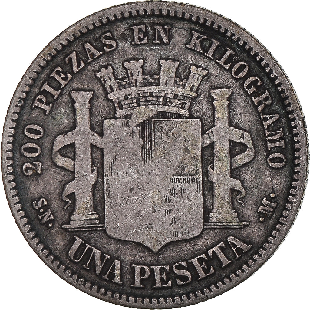 Coin, Spain, Provisional Government, Peseta, 1869, Madrid, VF(20-25), Silver