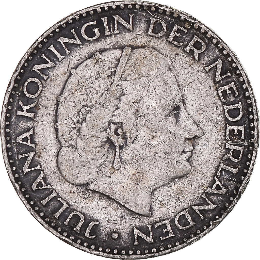 Coin, Netherlands, Juliana, Gulden, 1954, VF(30-35), Silver, KM:184