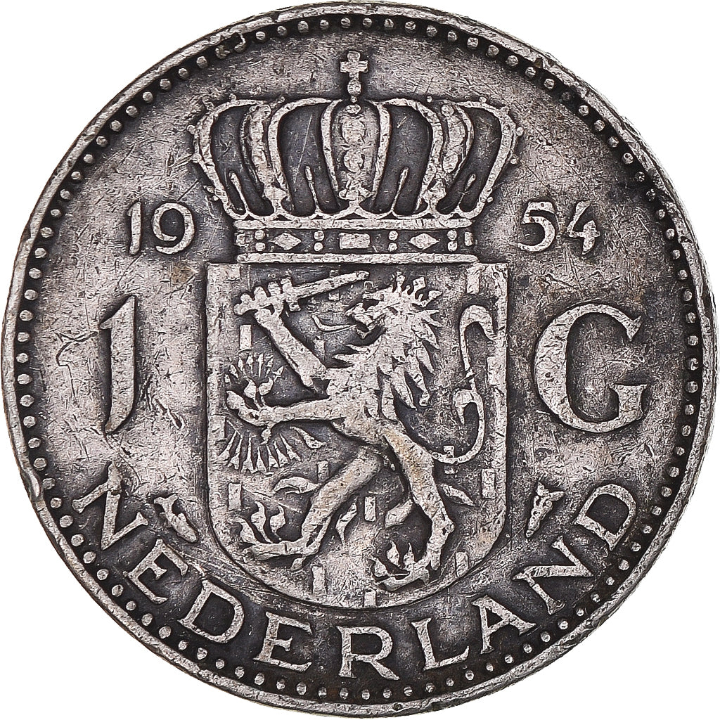 Coin, Netherlands, Juliana, Gulden, 1954, VF(30-35), Silver, KM:184