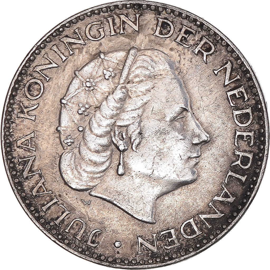 Coin, Netherlands, Juliana, Gulden, 1954, EF(40-45), Silver, KM:184