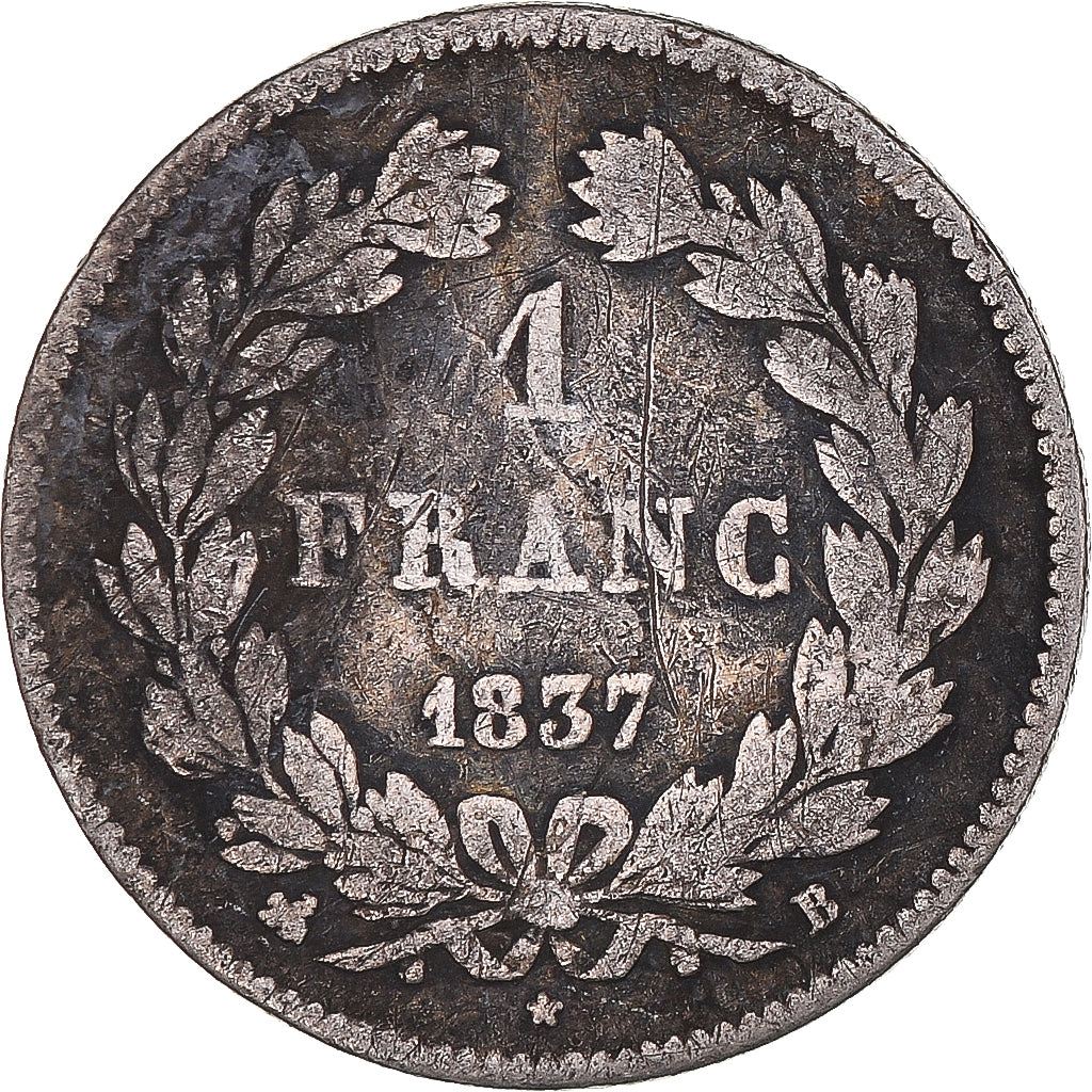Coin, France, Louis-Philippe, Franc, 1837, Rouen, F(12-15), Silver, KM:748.2