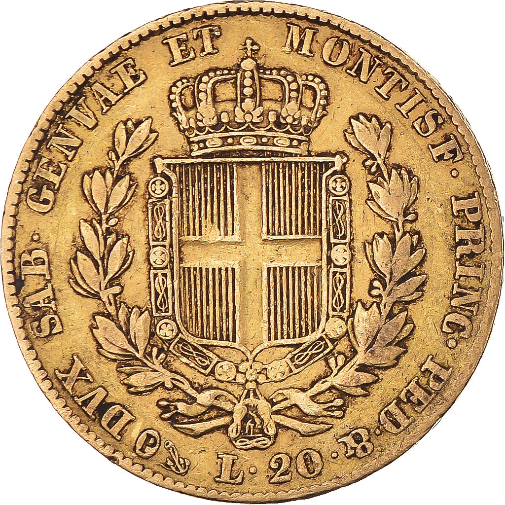 Moneta, DEPARTAMENTY WŁOSKIE, SARDINIA, Carlo Alberto, 20 Lire, 1831, Torino