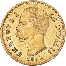 Coin, Italy, Umberto I, 20 Lire, 1882, Rome, AU(55-58), Gold, KM:21