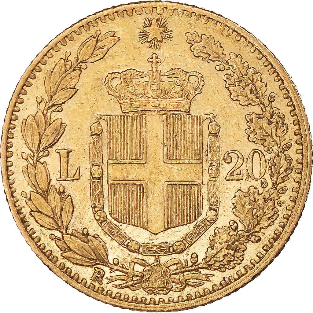 Coin, Italy, Umberto I, 20 Lire, 1882, Rome, AU(55-58), Gold, KM:21