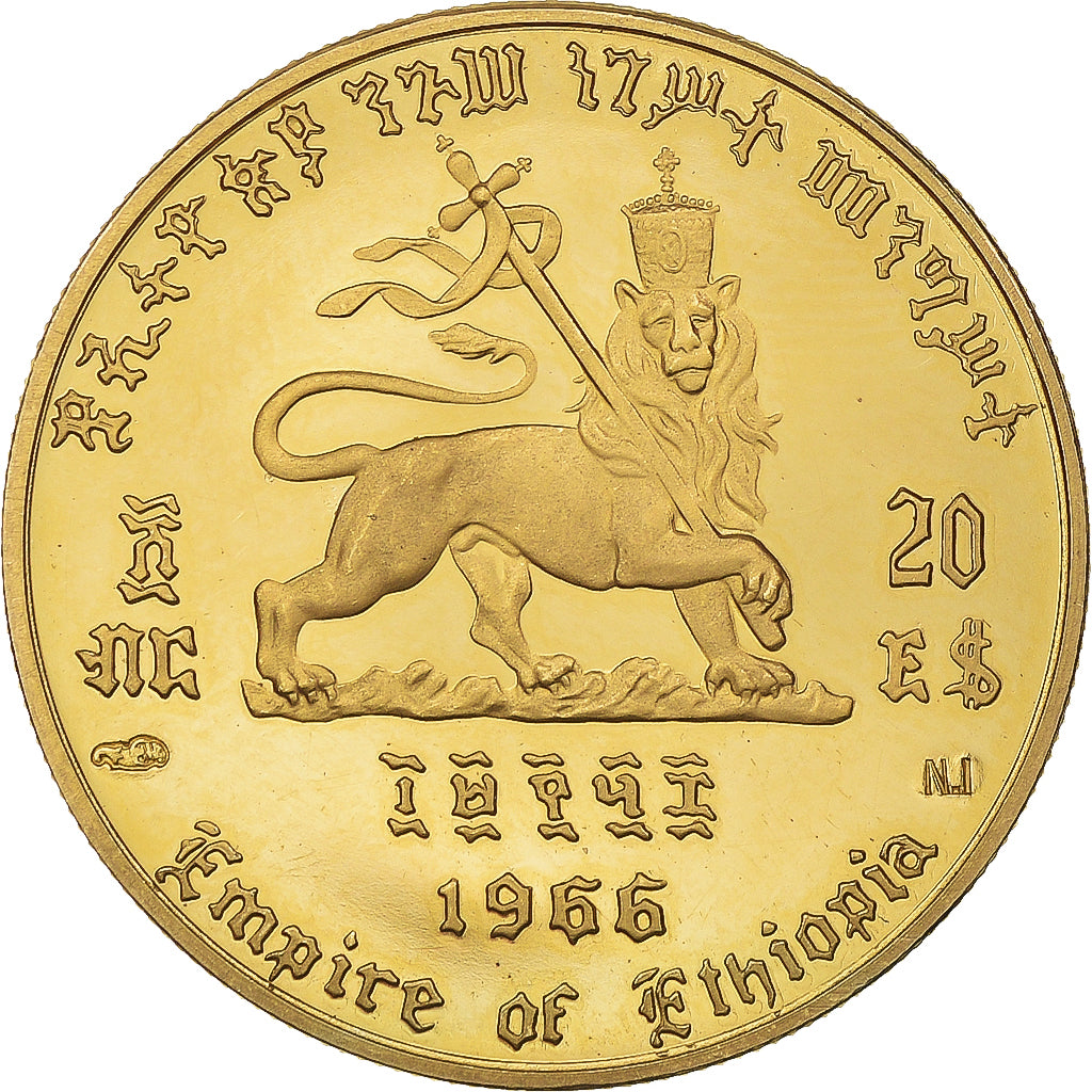 Moneta, Etiopia, Haile Selassie, 20 Dollars, 1966, SPL, Oro, KM:39