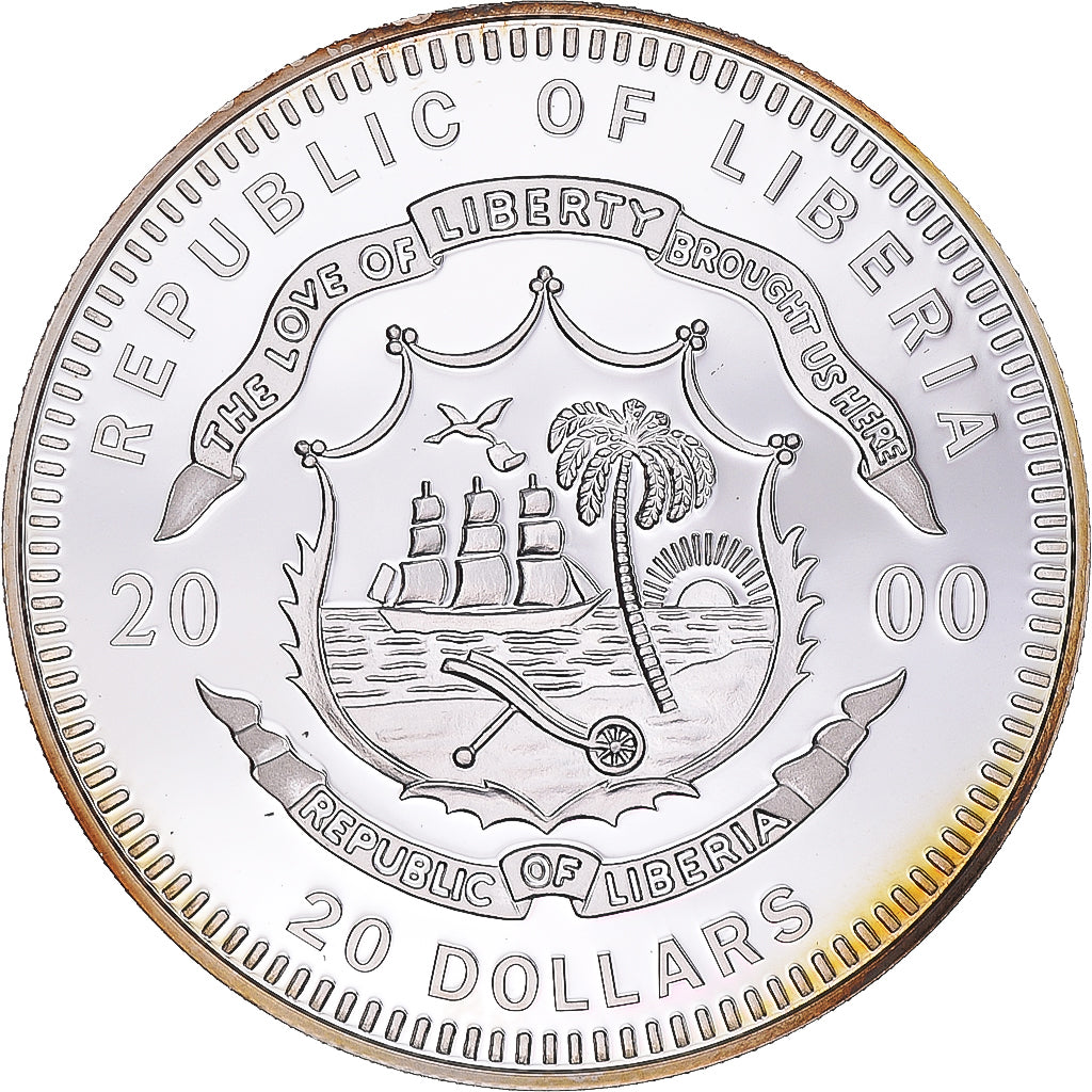 Monnaie, Libéria, 20 Dollars, 2000, FDC, Argent, KM:637