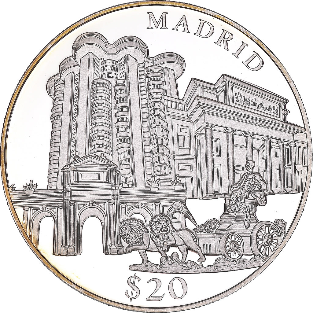 Monnaie, Libéria, 20 Dollars, 2000, FDC, Argent, KM:640