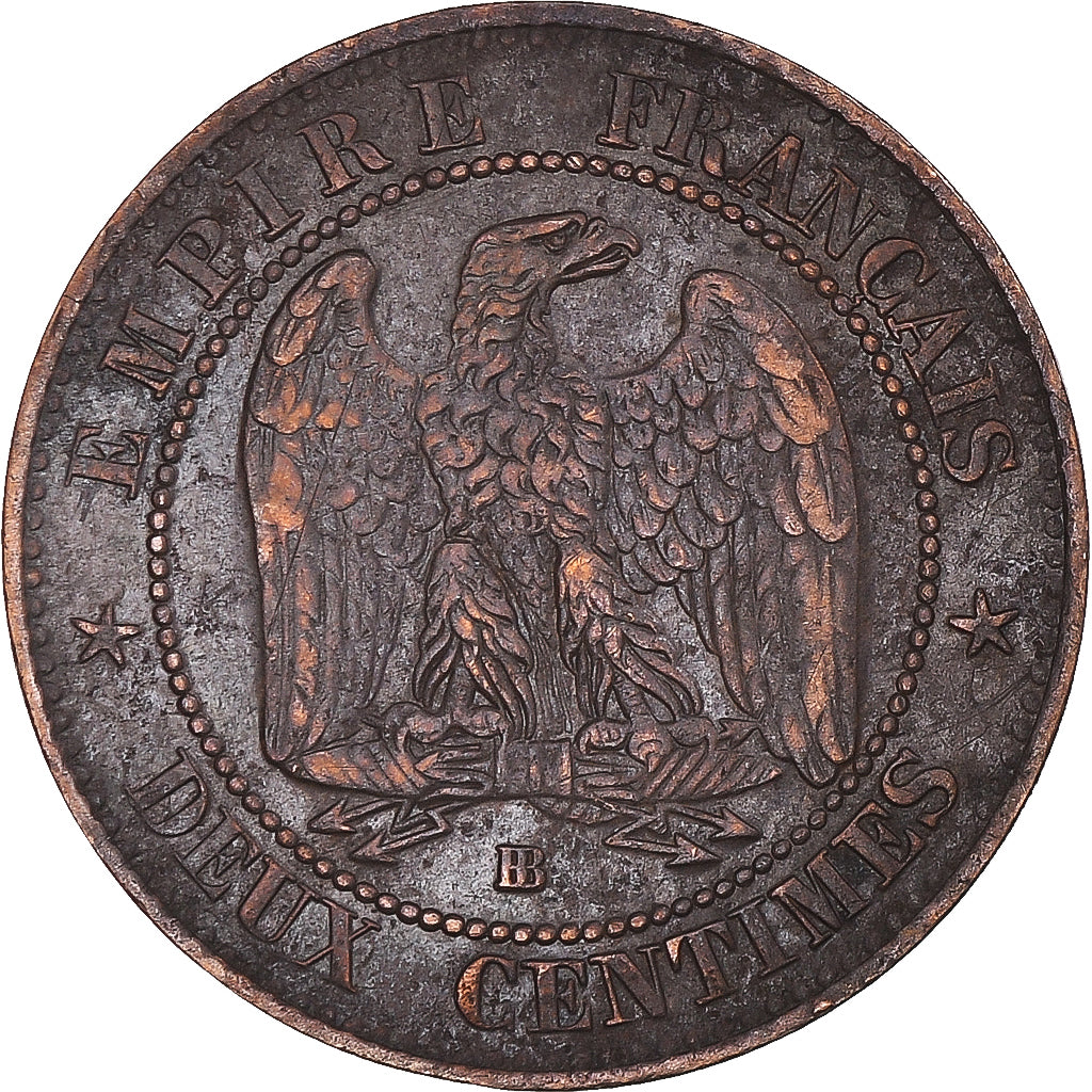 Coin, France, Napoleon III, 2 Centimes, 1854, Strasbourg, VF(30-35), Bronze