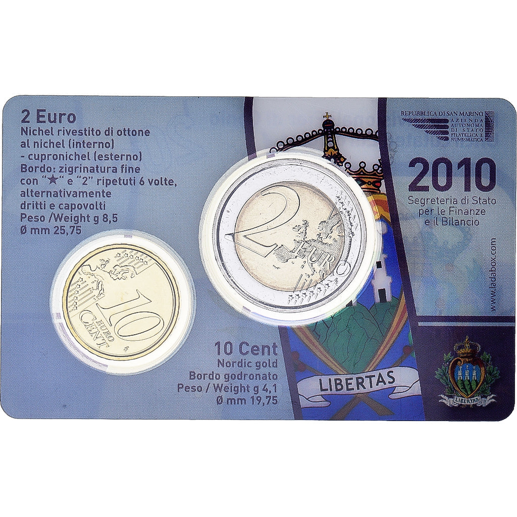 San Marino, Set, 2010, Rome, MS(65-70), Bi-Metallic