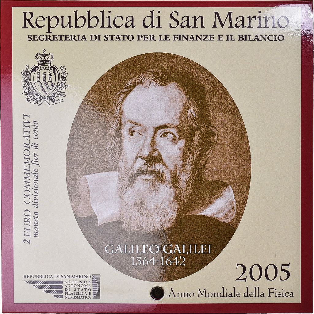 San Marino, 2 Euro, Galileo Galilei, 2005, Rome, Année internationale de
