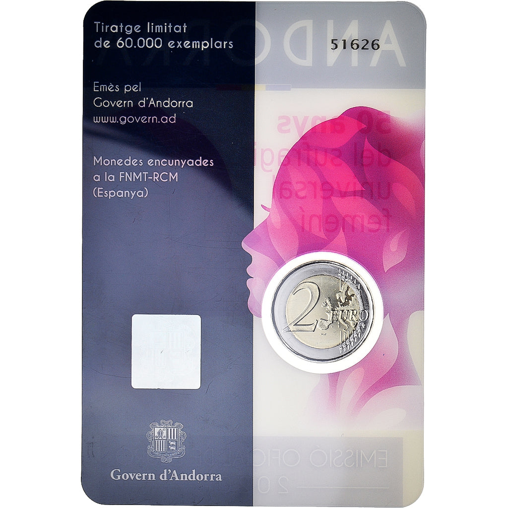 Andorra, 2 Euro, 2020, 50 ans du droit de vote des femmes en Andorre, FDC