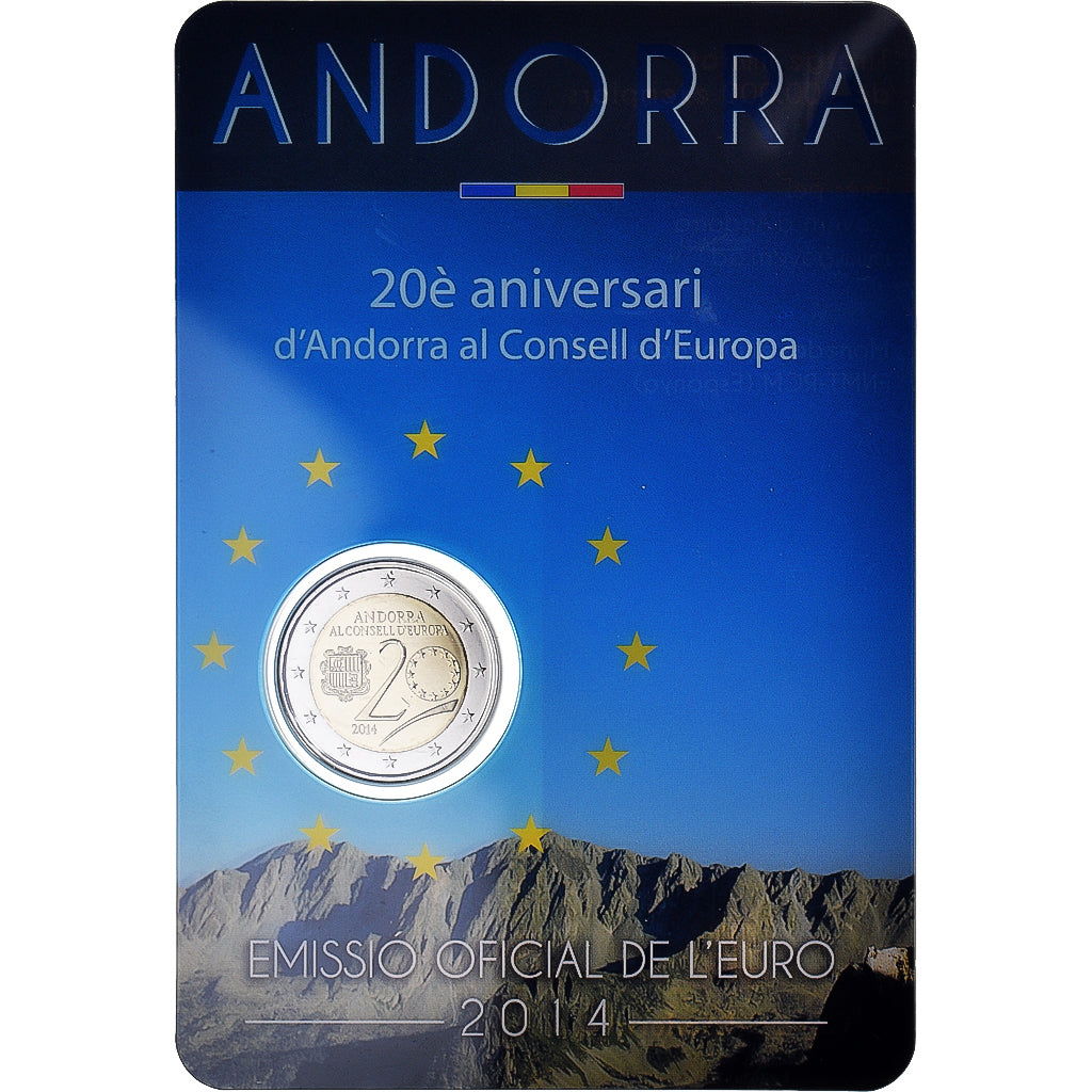 Andorra, 2 Euro, 20th anniversary, 2014, Paris, BU, MS(65-70), Bi-Metallic