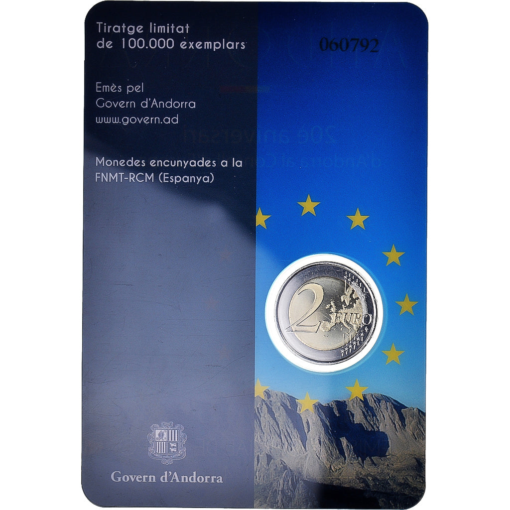 Andorra, 2 Euro, 20th anniversary, 2014, Paris, BU, MS(65-70), Bi-Metallic