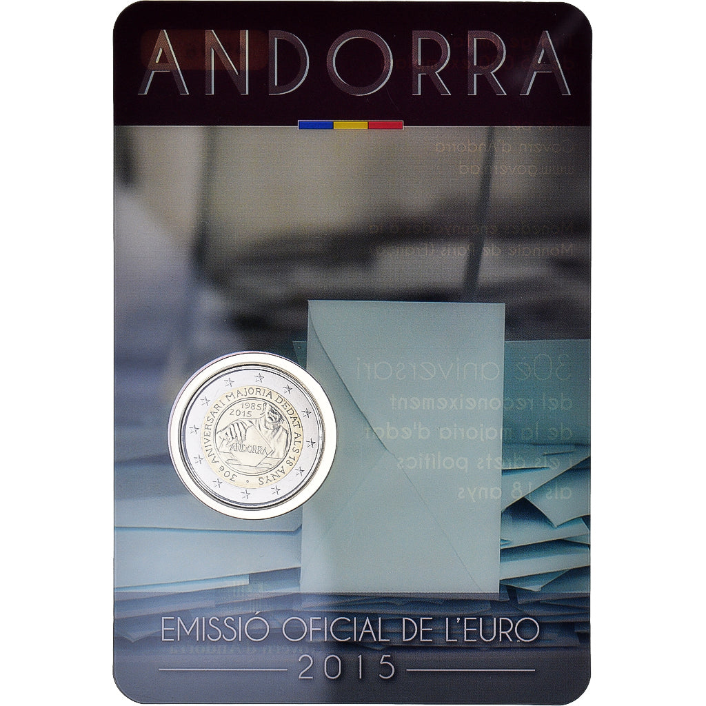 Andorre, 2 Euro, majorité à 18 ans, 2015, Monnaie de Paris, BU, FDC