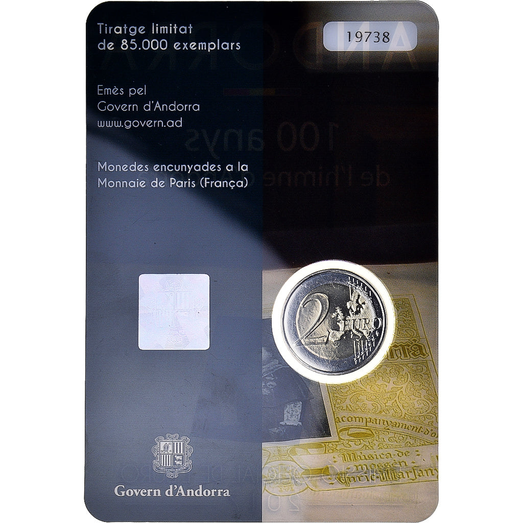 Andorra, 2 Euro, 100 ans de l'hymne national, 2017, Monnaie de Paris, BU