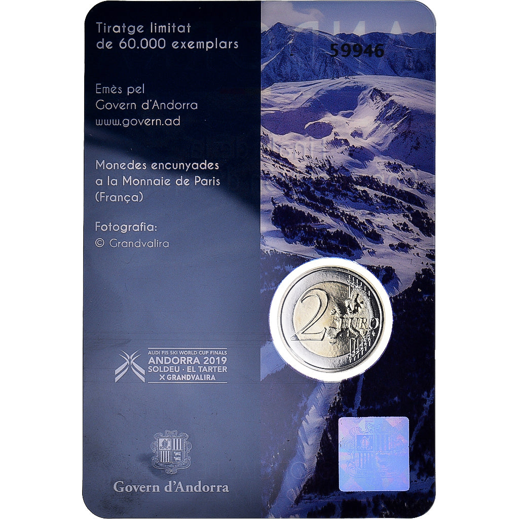 Andorre, 2 Euro, ski-alpin, 2019, Monnaie de Paris, FDC, Bimétallique