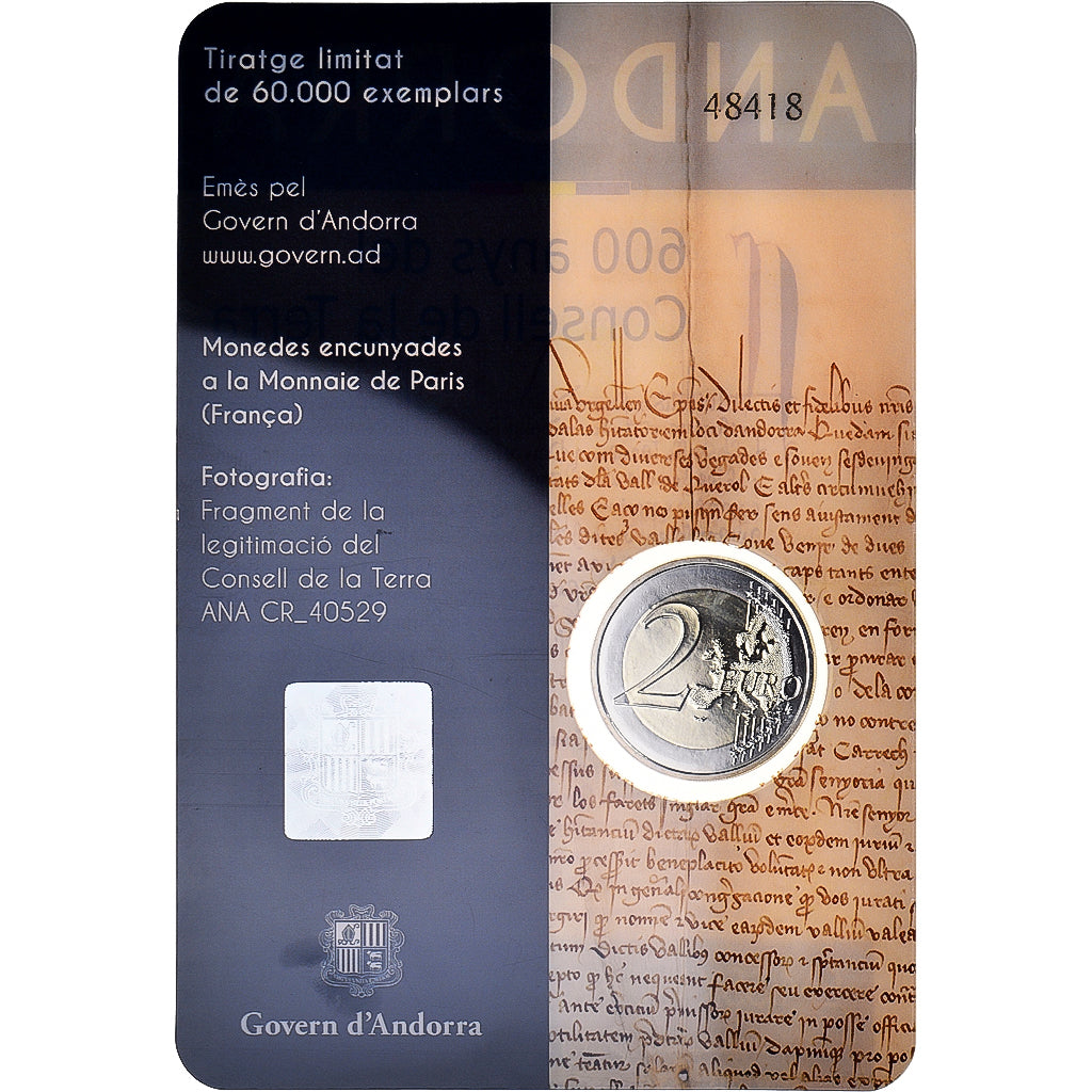 Andorre, 2 Euro, Conseil de la Terre, 2019, BU, FDC, Bimétallique