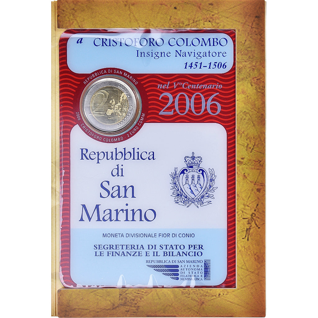 San Marino, 2 Euro, Christophe Colomb, 2006, Rome, FDC, Bi-Metallic
