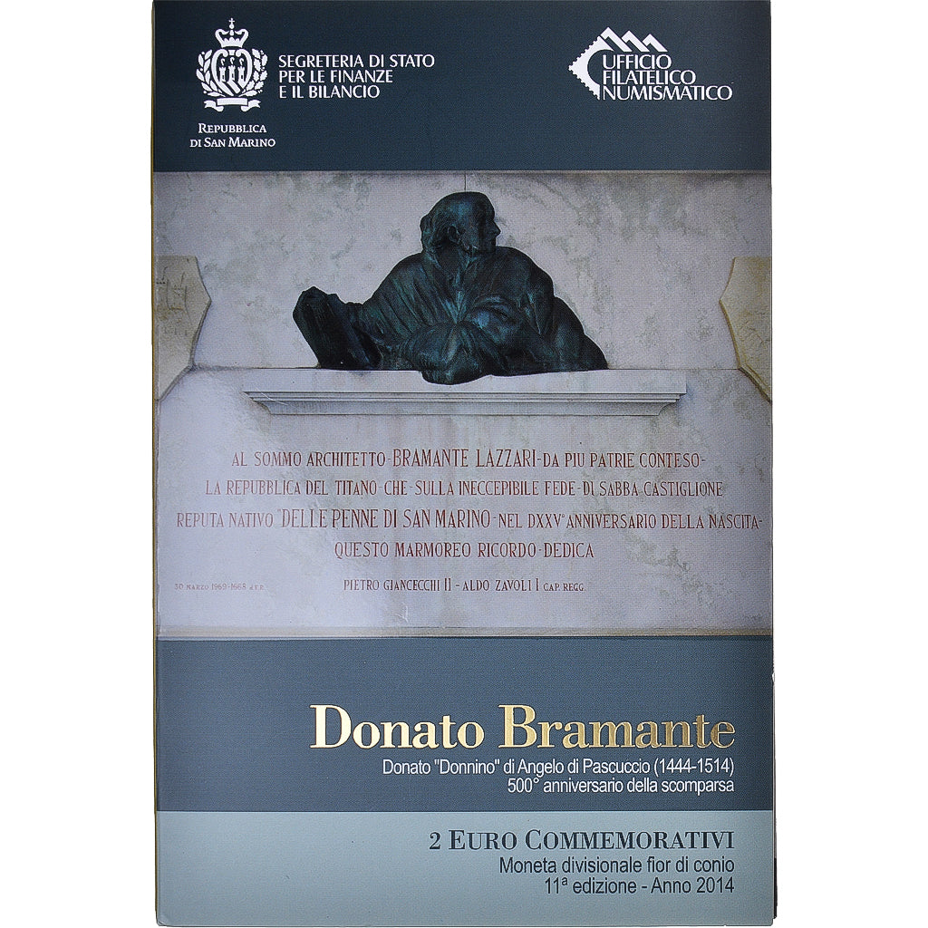 San Marino, 2 Euro, 500ème anniversaire de la mort de Bramante, 2014, Rome