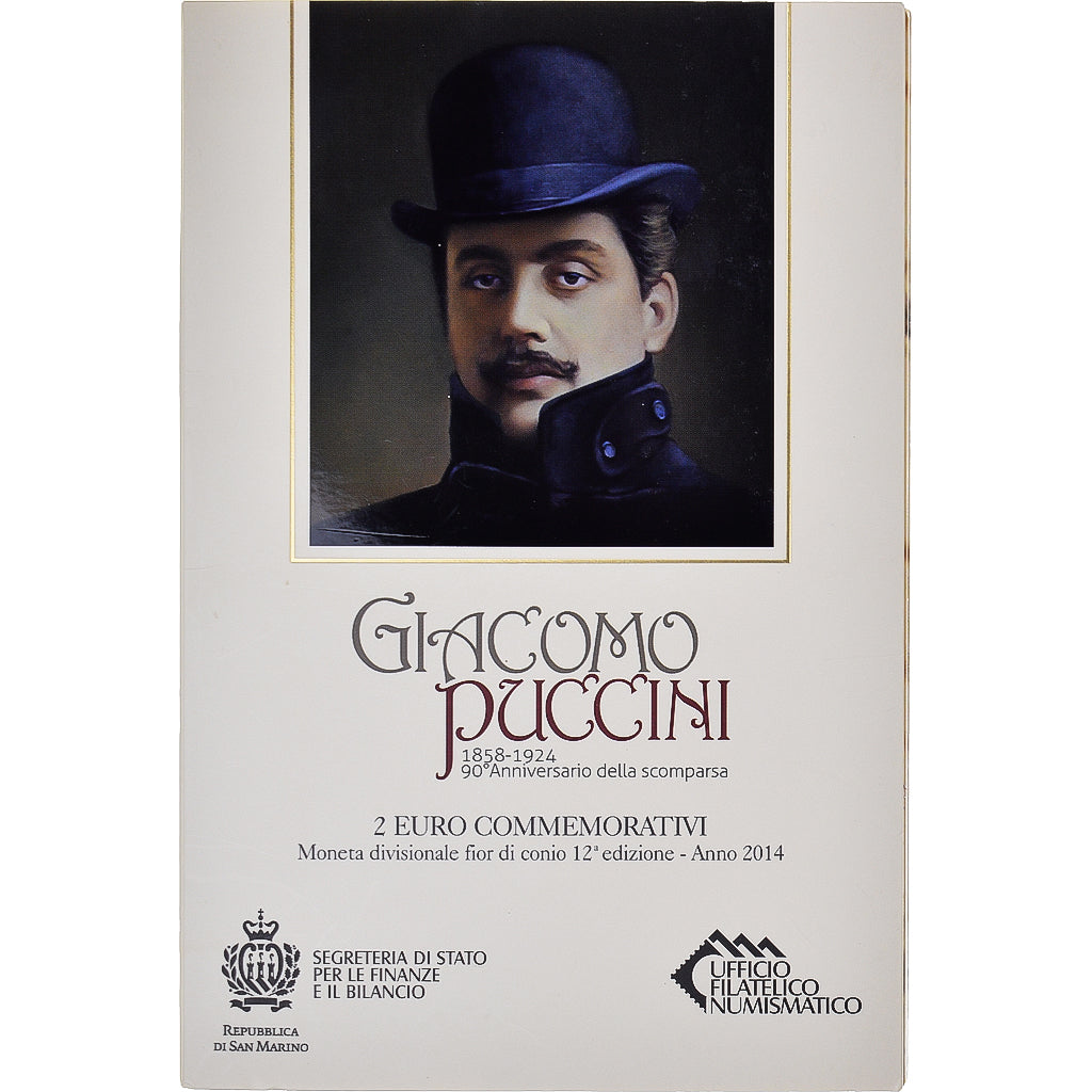San Marino, 2 Euro, Giacomo Puccini, 2014, Rome, Special Unc., MS(65-70)