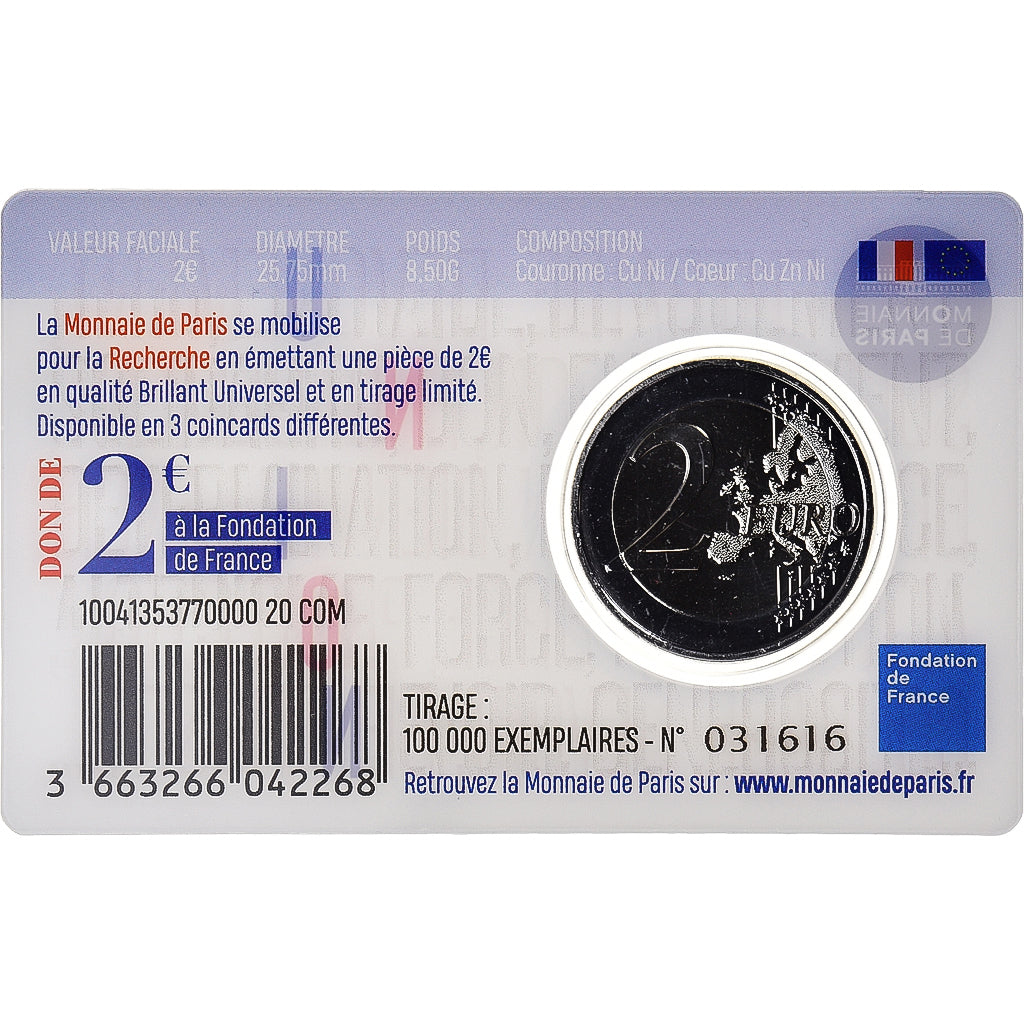 Francia, 2 Euro, Recherche Médicale, 2020, Recherche Médicale, UNION, FDC