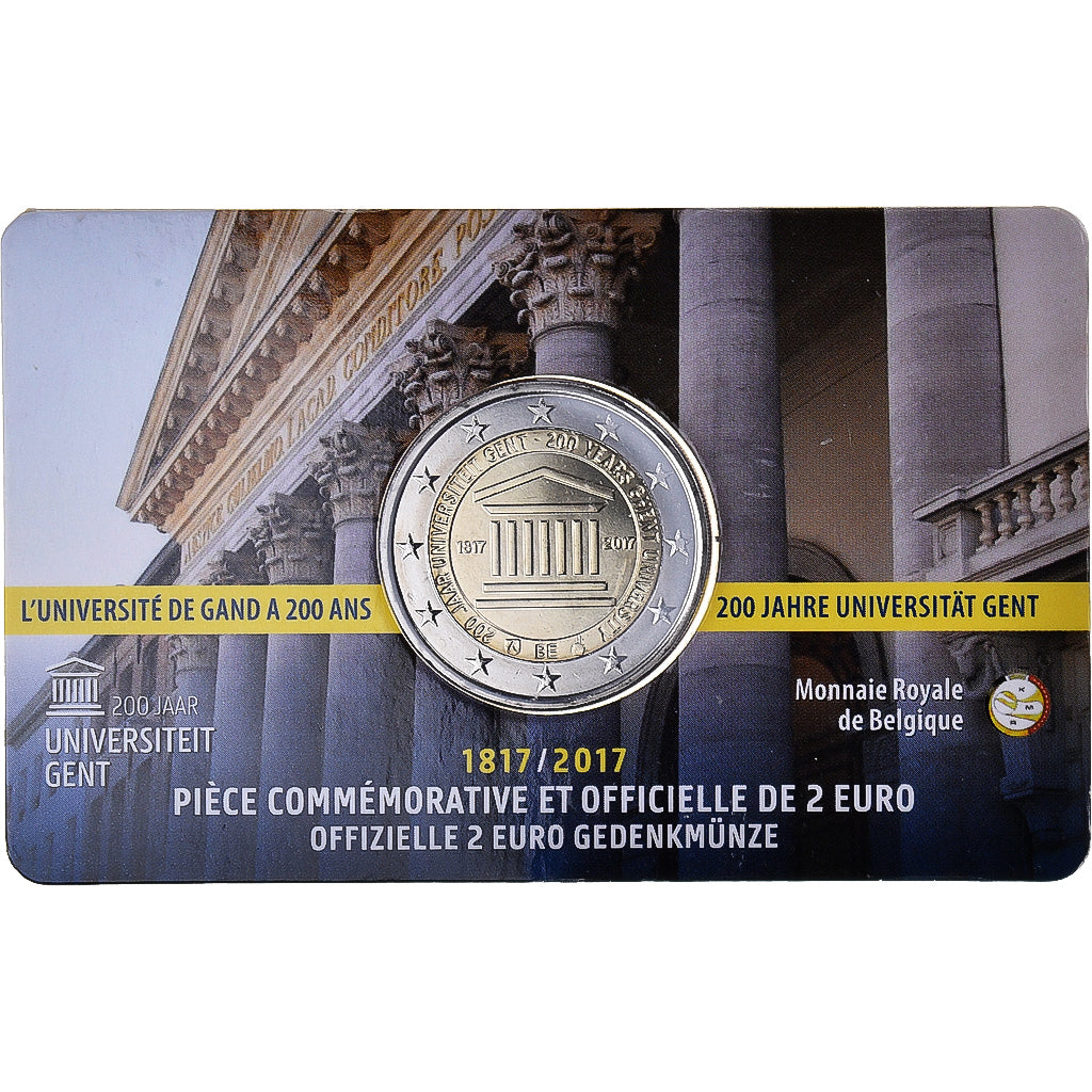 Belgique, 2 Euro, 200 years of the University of Ghent, 2017, French Text, FDC