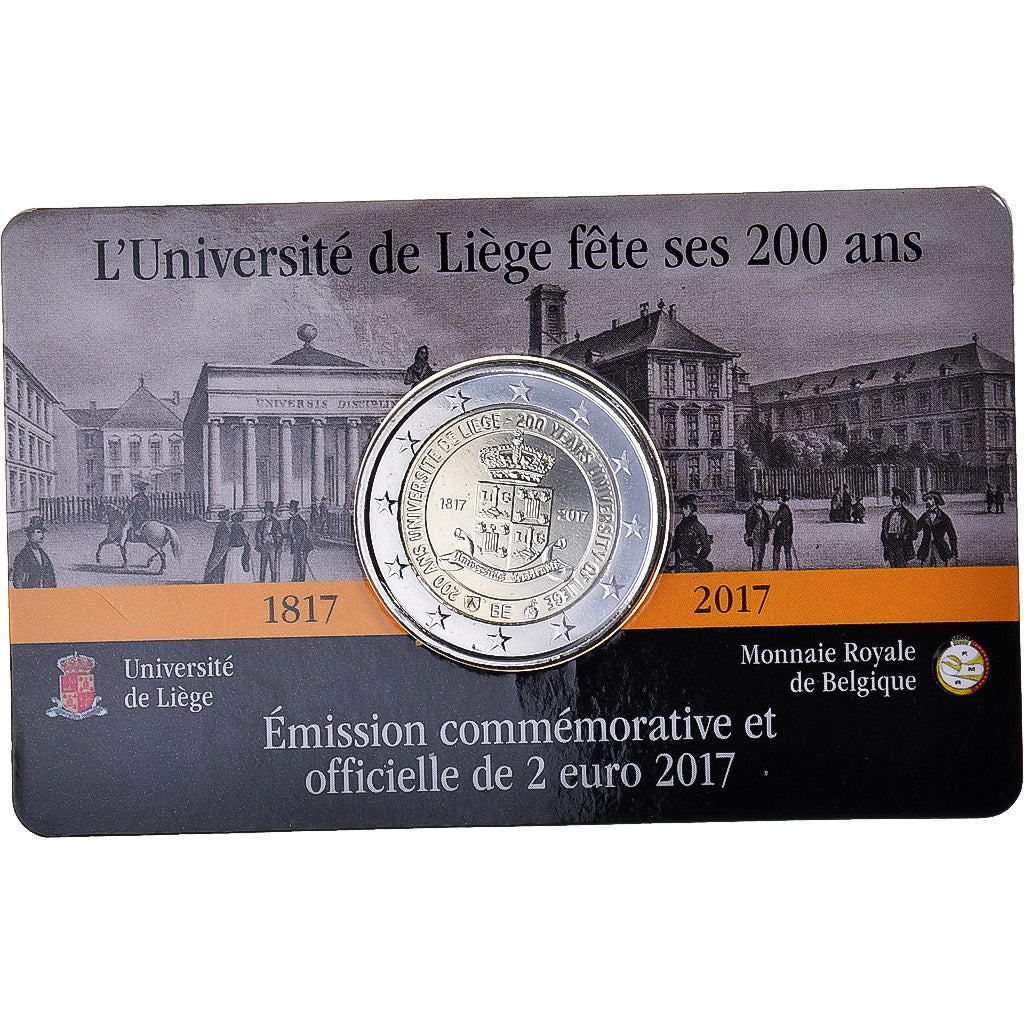 Belgium, 2 Euro, 200 years of the University of Liège, 2017, French Text