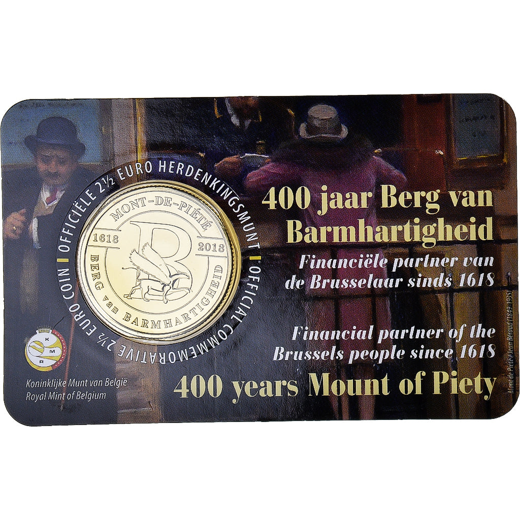Belgium, 2-1/2 Euro, 2018, 400 ans du Mont-de-Piété, MS(65-70), Bi-Metallic