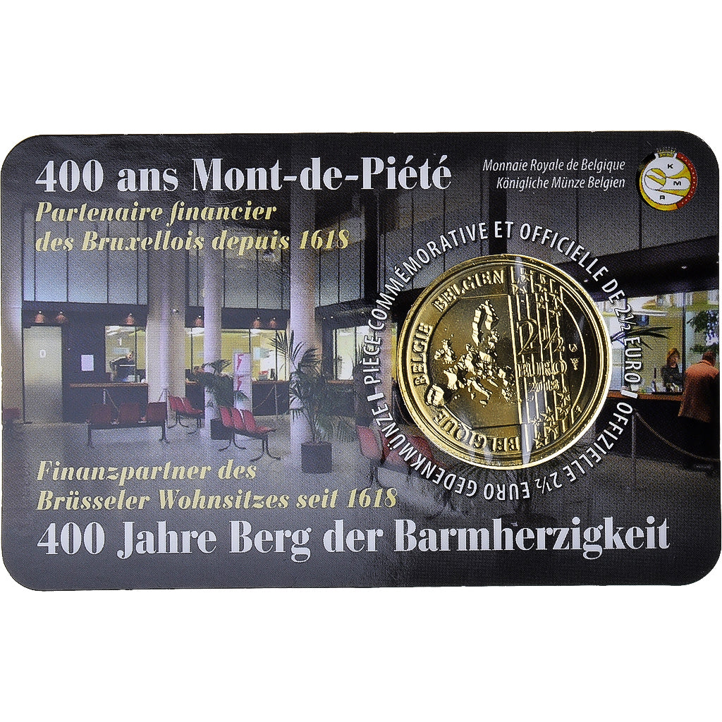 Belgium, 2-1/2 Euro, 2018, 400 ans du Mont-de-Piété, MS(65-70), Bi-Metallic