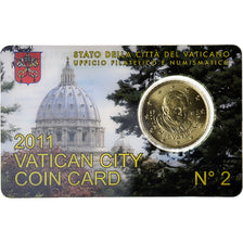 Cité du Vatican, 50 Euro Cent, 2011, Rome, Coin card, FDC, Laiton