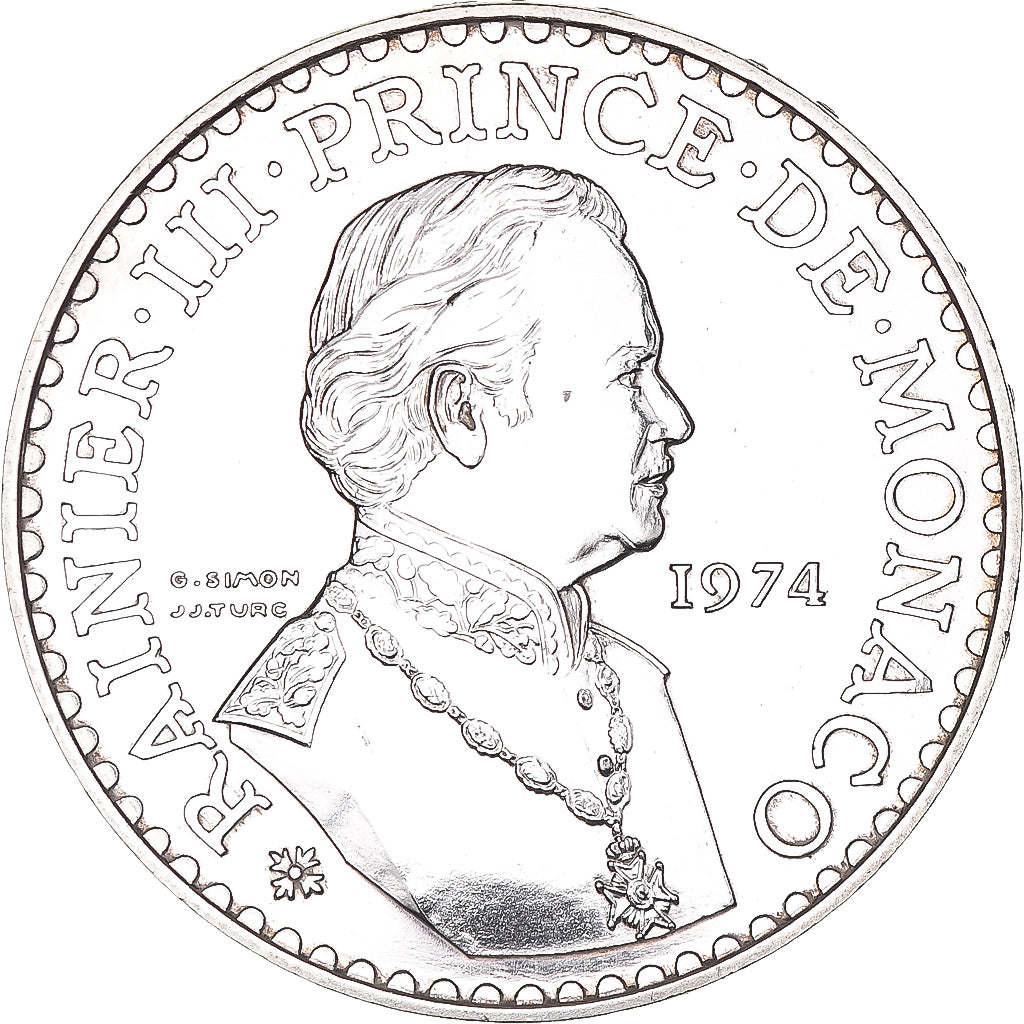 Coin, Monaco, Rainier III, 50 Francs, 1974, AU(50-53), Silver, KM:152.1