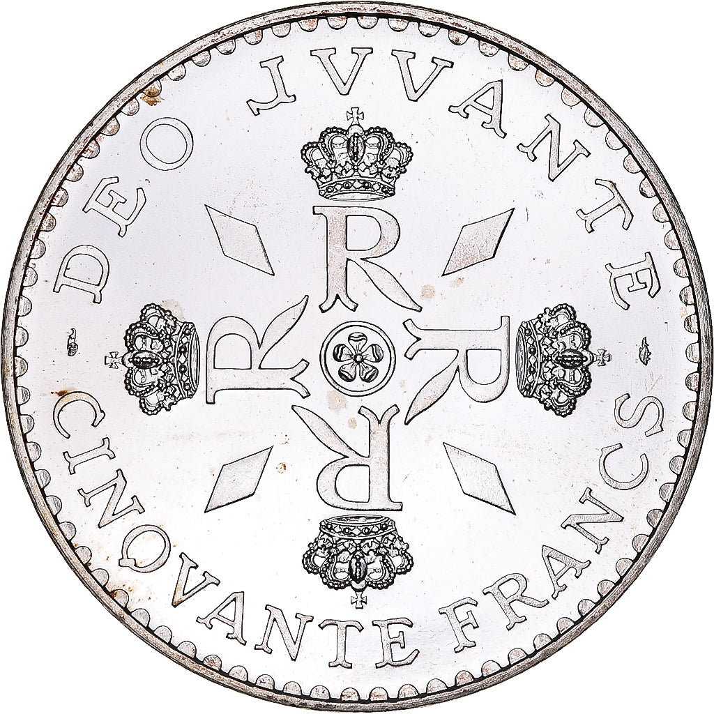Coin, Monaco, Rainier III, 50 Francs, 1976, MS(64), Silver, KM:152.2