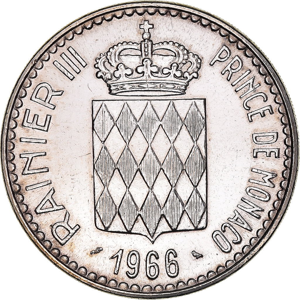 Coin, Monaco, Rainier III, 10 Francs, 1966, AU(50-53), Silver, KM:146