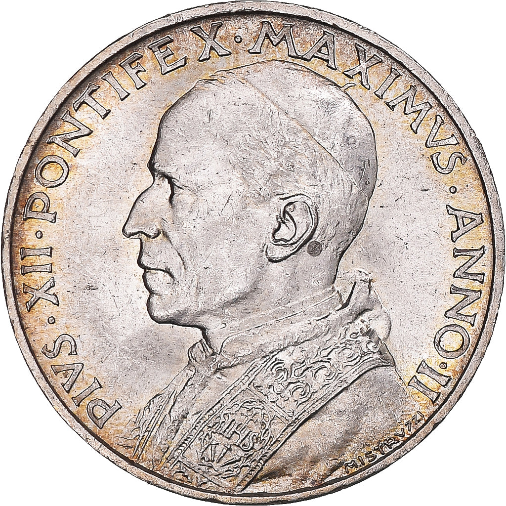 Moneda, CIUDAD DEL VATICANO, Pius XII, 5 Lire, 1940, Roma, SC, Plata, KM:28