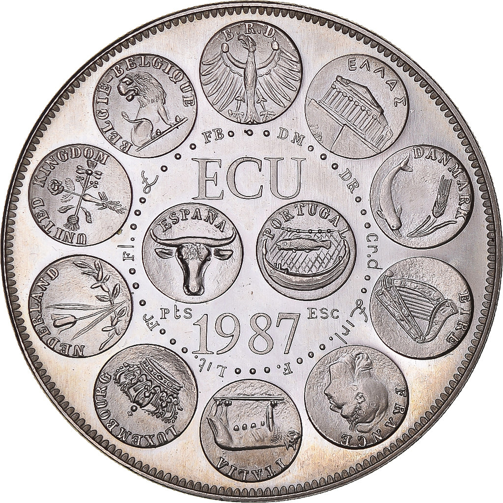 France, Medal, Ecu Europa, Marianne, 1987, Rodier, MS(64), Silver