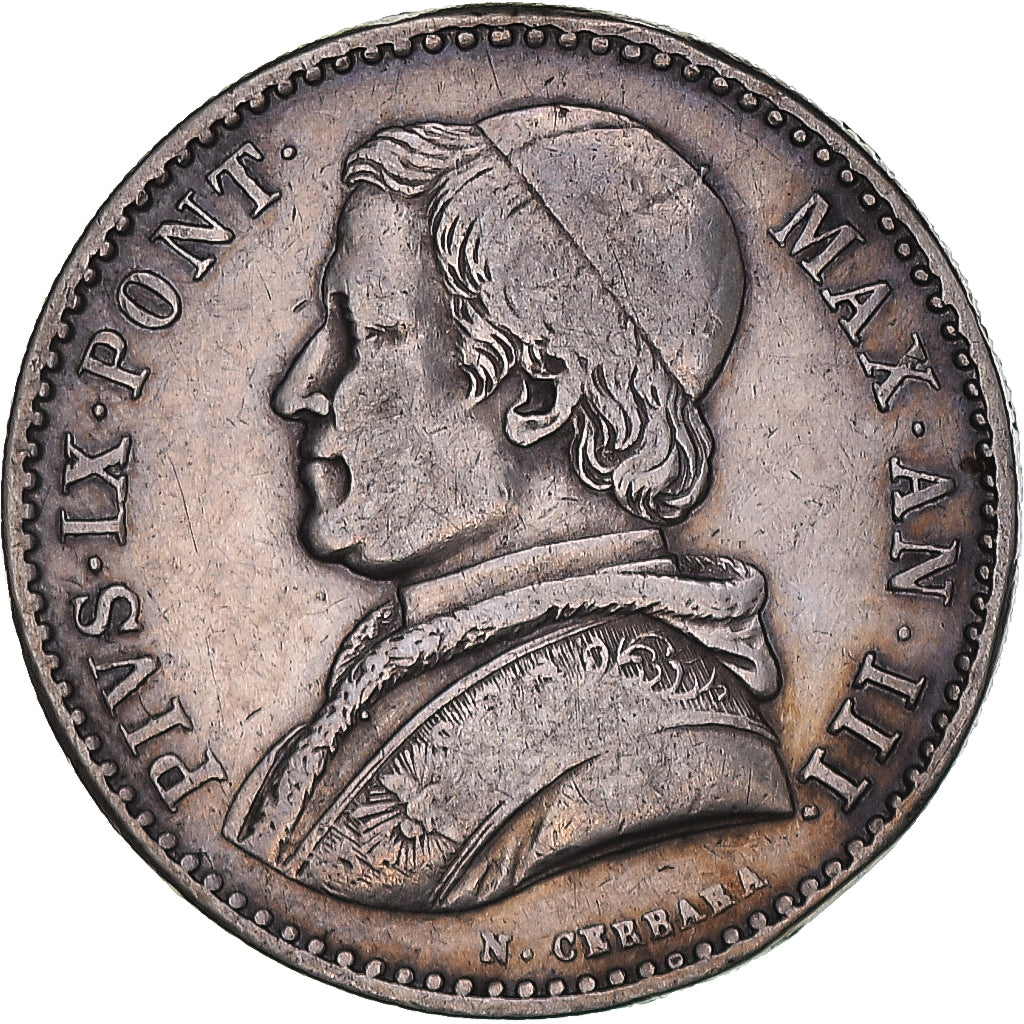 Moneta, STATI ITALIANI, PAPAL STATES, Pius IX, 20 Baiocchi, 1848, Rome, MB+