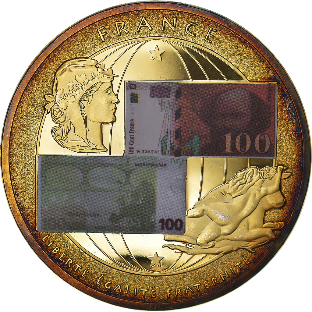 France, Medal, En Mémoire d'une Monnaie, 100 Francs Paul Cézanne, MS(60-62)