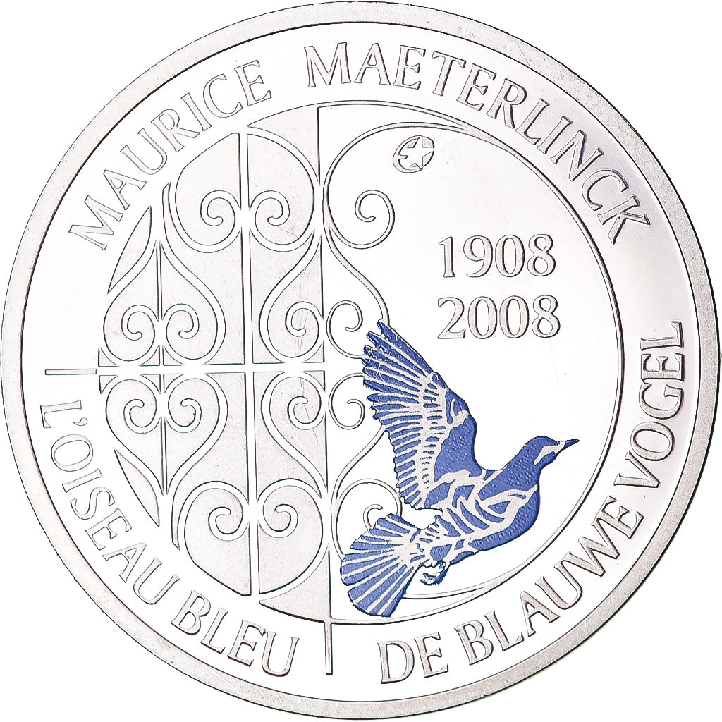 Bélgica, 10 Euro, L'oiseau bleu, 2008, Colourized, MS(63), Prata, KM:266