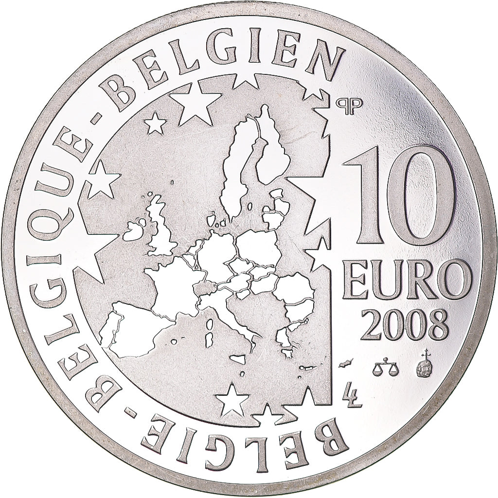 Bélgica, 10 Euro, L'oiseau bleu, 2008, Colourized, MS(63), Prata, KM:266