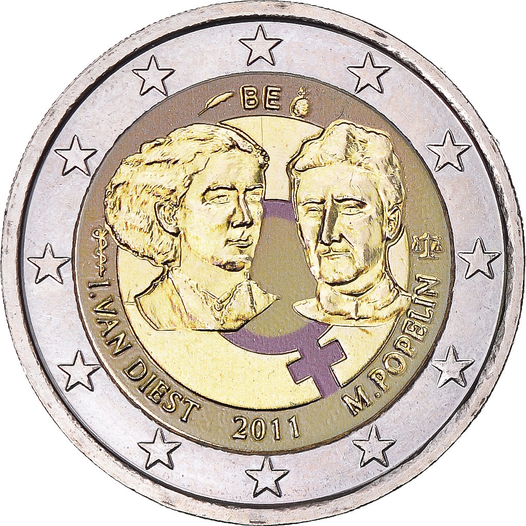 Belgio, 2 Euro, Women's Day, 2011, Brussels, SPL-, Bi-metallico, KM:308