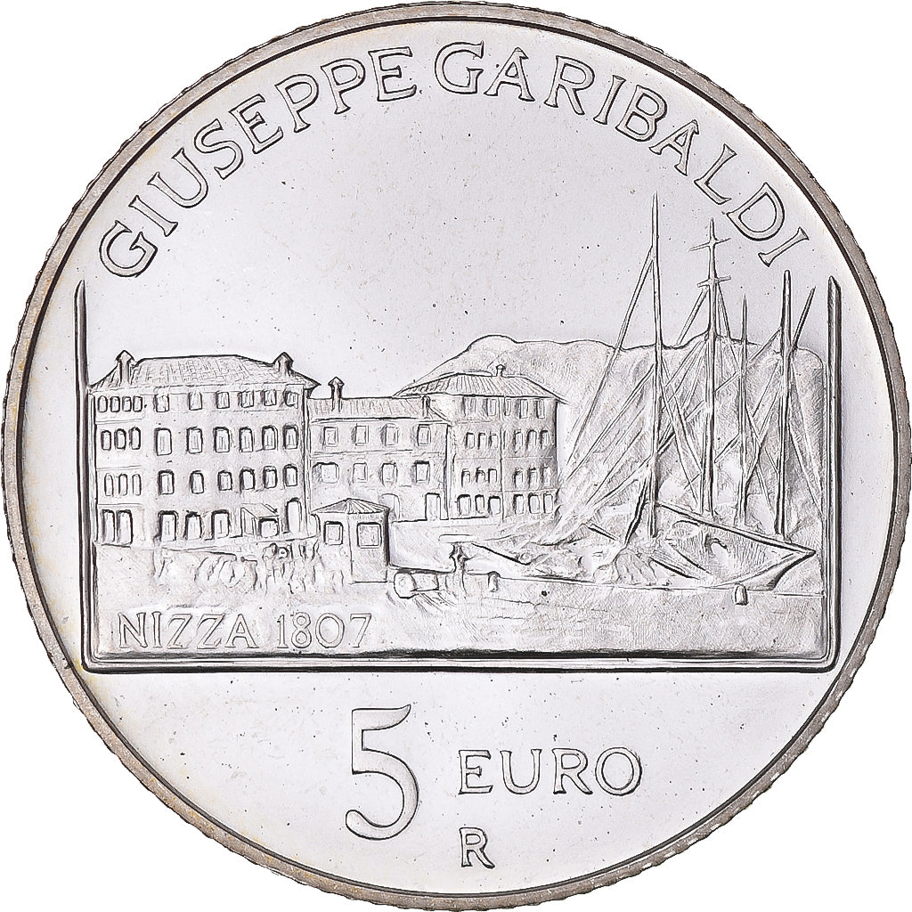 Italy, 5 Euro, 2007, Rome, Giuseppe Garibaldi - 200th Anniversary Birth
