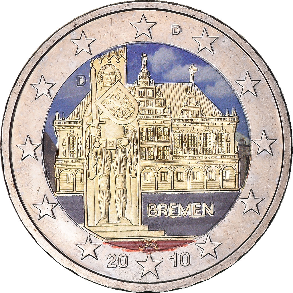ALEMANIA - REPÚBLICA FEDERAL, 2 Euro, Bremen, 2010, Munich, Colourized, EBC+