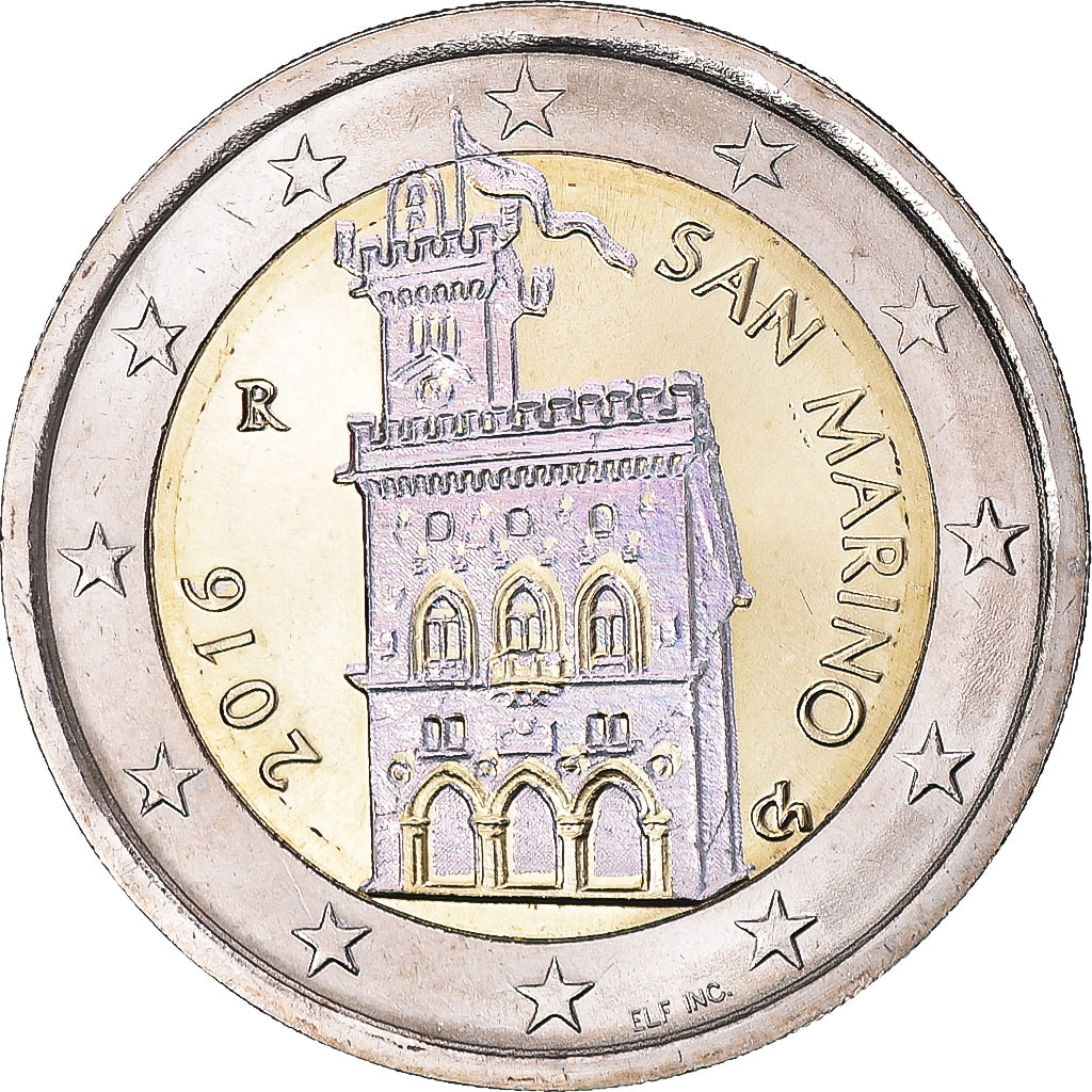 San Marino, 2 Euro, 2016, Rome, Iridescent, MS(63), Bi-Metallic