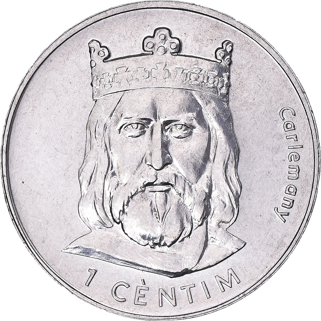 Coin, Andorra, Andorre, Centim, 2002, Charlemagne, MS(63), Aluminum, KM:176