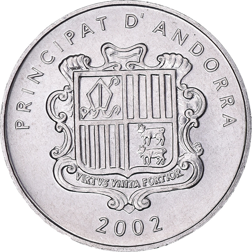 Coin, Andorra, Andorre, Centim, 2002, Charlemagne, MS(63), Aluminum, KM:176