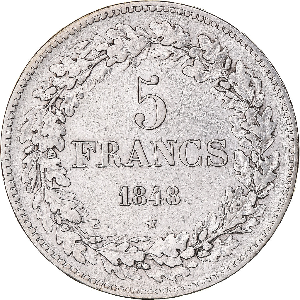 Monnaie, Belgique, Leopold I, 5 Francs, 5 Frank, 1848, TTB, Argent, KM:3.2