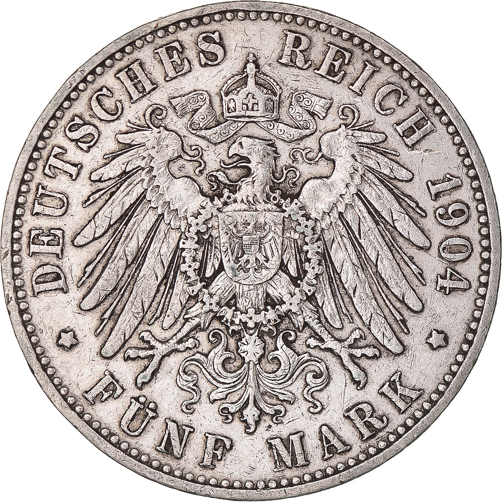 Coin, German States, SAXONY-ALBERTINE, Georg, 5 Mark, 1904, Muldenhütten