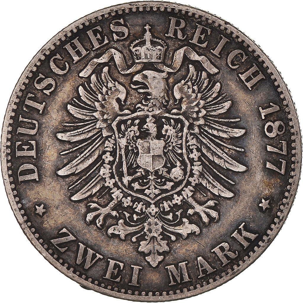 Monnaie, Etats allemands, WURTTEMBERG, Karl I, Charles Ier, 2 Mark, 1877
