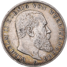 Moneta, Stati tedeschi, WURTTEMBERG, Wilhelm II, 3 Mark, 1909, Freudenstadt, BB
