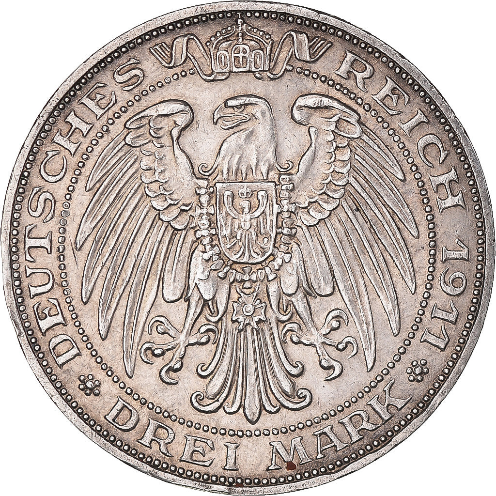 Münze, Deutsch Staaten, PRUSSIA, Wilhelm II, 3 Mark, 1911, Berlin, SS+, Silber